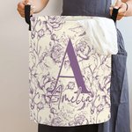 Personalized Toile De Jouy Floral Initial Collapsible Large Capacity Laundry Storage Basket with Name Housewarming Christmas Gift for Family