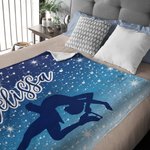 Personalized Skating Girl Silhouette Soft Throw Blanket with Name Home Decor Game Day Birthday Gift for Skating Enthusiasts