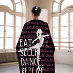 Personalized Eat Sleep Dance Repeat Dancer Silhouette Soft Throw Blanket with Name Home Decor Birthday Gift for Dance Lovers