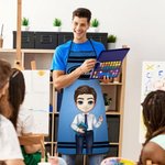 Personalized Cartoon Teacher Pencil Crayon Apron with Text Teacher's Day Back to School Appreciation Gift for Teacher