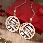 Personalized Volleyball Shape Wooden Christmas Ornament with Name and Year Christmas Tree Decor Holiday Party Favors Gift for Coach Athlete