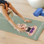 Gepersonaliseerde Geboortebloem Cartoon Karakter Super Absorberende Yoga Handdoek met Naam Sport Accessoires Verjaardagscadeau voor Yoga Lovers Vrouwen