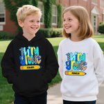 Personalized Graffiti Grid Grade Pencil Soft Kid T-shirt Sweatshirt Hoodie with Name Back to School Birthday Gift for Boys Girls