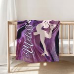 Personalized Skating Girl Silhouette Soft Throw Blanket with Name Home Decor Game Day Birthday Gift for Skating Enthusiasts