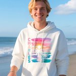 Personalised Coconut Tree Beach Sunset T-shirt Sweatshirt Hoodie with Name Vacation Beach Party Birthday  Gift for Family Friends