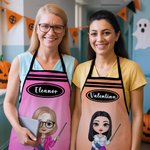 Personalized Cartoon Teacher Pencil Crayon Apron with Text Teacher's Day Back to School Appreciation Gift for Teacher