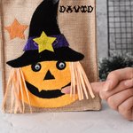 Bolso tote personalizado de Halloween con calabaza calavera bruja y nombre regalo de Halloween para niños