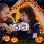 Taza esmaltada personalizada de 12 oz con nombre Truco o Trato Uso Fiesta de Halloween Regalo para Niños Niñas
