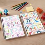 Personalised Fantasy Unicorn Dinosaur Name Cloud A5 Spiral Notebook with Initial and 120 Lined Pages Back to School Birthday Gift for Kids
