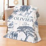 Personalised Cute Jungle Animals Soft Throw Blanket with First Name and Last Name Nursery Decor Birthday Baby Shower Gift for Kids Newborns