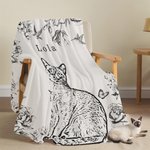 Personalised Retro Floral Pet Photo Portrait Soft Throw Blanket with Name Home Decor Birthday Gift for Pet Lovers Owners