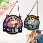 Attrape-Soleil Personnalisé avec Personnage de Dessin Animé et Nom Décoration Maison Cadeau Anniversaire pour Couple