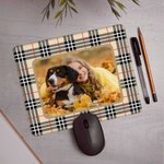 Tapis de souris anti-dérapant personnalisé Buffalo Plaid Photo Accessoire de bureau Anniversaire Cadeau de Noël pour la famille Amis Collègues