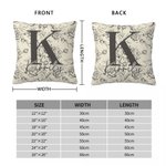 Personalised Toile De Jouy Floral Initial Soft Throw Pillow Cover with Name Home Decor Birthday Christmas Gift for Women
