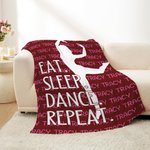 Personalized Eat Sleep Dance Repeat Dancer Silhouette Soft Throw Blanket with Name Home Decor Birthday Gift for Dance Lovers