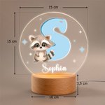 Veilleuse LED Personnalisé avec Initiale Nom et Motif d'Animal Cartoon Décoration de Chambre Cadeau Anniversaire pour Enfants