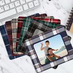 Tapis de souris anti-dérapant personnalisé Buffalo Plaid Photo Accessoire de bureau Anniversaire Cadeau de Noël pour la famille Amis Collègues