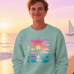 Personalised Coconut Tree Beach Sunset T-shirt Sweatshirt Hoodie with Name Vacation Beach Party Birthday  Gift for Family Friends
