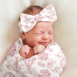 Personalised Forest Animal Swaddle Blanket Hat Headband Set with Name Baby Shower Photography Gift for Baby Newborn