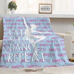 Personalized Eat Sleep Dance Repeat Dancer Silhouette Soft Throw Blanket with Name Home Decor Birthday Gift for Dance Lovers
