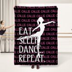 Personalized Eat Sleep Dance Repeat Dancer Silhouette Soft Throw Blanket with Name Home Decor Birthday Gift for Dance Lovers