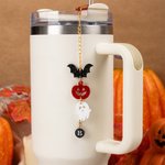 Personlig söt fladdermus pumpa spöke tumbler charm med bokstav sugrör tillbehör för 20 oz till 40 oz Stanley Tumbler Halloween present till vänner barn