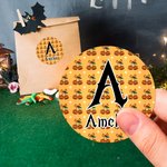 Personalized Cartoon Cherry Pumpkin Stickers Labels with Name and Initial Set of 2 Gift Decor Halloween Party Favors for Family Friend Kid