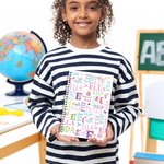 Personalised Fantasy Unicorn Dinosaur Name Cloud A5 Spiral Notebook with Initial and 120 Lined Pages Back to School Birthday Gift for Kids