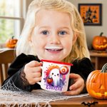 Taza esmaltada personalizada de 12 oz con nombre Truco o Trato Uso Fiesta de Halloween Regalo para Niños Niñas