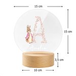 Personlig akryl LED nattlampa med blommig initial och söt kanin med träsockel och namn perfekt hemdekoration påskfest födelsedagspresent för barn