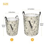Personalized Toile De Jouy Floral Initial Collapsible Large Capacity Laundry Storage Basket with Name Housewarming Christmas Gift for Family