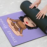 Gepersonaliseerde Cartoon Yoga Karakter Geboortebloem Yoga Mat met Naam en Tekst Sport Accessoires Verjaardagscadeau voor Vrouwen Yoga Lovers