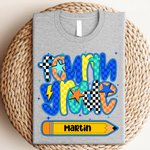 Personalized Graffiti Grid Grade Pencil Soft Kid T-shirt Sweatshirt Hoodie with Name Back to School Birthday Gift for Boys Girls