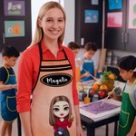 Personalized Cartoon Teacher Pencil Crayon Apron with Text Teacher's Day Back to School Appreciation Gift for Teacher