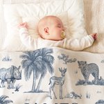 Personalised Cute Jungle Animals Soft Throw Blanket with First Name and Last Name Nursery Decor Birthday Baby Shower Gift for Kids Newborns