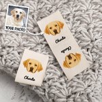 Personalized Cartoon Pet Photo Cotton Sewing Label with Name Set of 10 Knitwear Accessory Gift for Knitting DIY Craft Pet Lovers