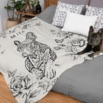 Personalised Retro Floral Pet Photo Portrait Soft Throw Blanket with Name Home Decor Birthday Gift for Pet Lovers Owners