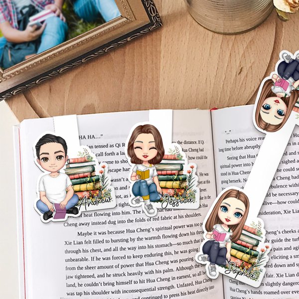 Personalized Floral Book Cartoon Character Magnetic Bookmark Clip with Name Reading Supplies Birthday Gift for Family Friend