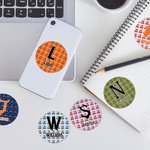 Personalized Cartoon Cherry Pumpkin Stickers Labels with Name and Initial Set of 2 Gift Decor Halloween Party Favors for Family Friend Kid