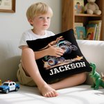 Personalised Dinosaur Lorry Soft Throw Pillow Cover with Name Room Decor Birthday Christmas Gift for Boys Girls