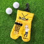 Personalized Cartoon Character Golf Ball Sack with Name and Belt Clip Funny Golf Accessories Birthday Gift for Golf Lover
