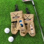 Personalized Cartoon Character Golf Ball Sack with Name and Belt Clip Funny Golf Accessories Birthday Gift for Golf Lover