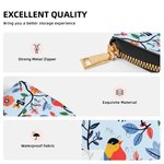 Personalized Folk Art Flower Large PU Leather Name Hand Wallet with Multiple Compartments and Metal Zipper Birthday Anniversary Gift for Woman