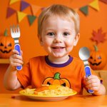 Personalized Cute Cartoon Character Spider Web Kid's Fork Spoon Knife 3 Pcs Cutlery Set with Name Halloween Party Gift for Children