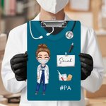 Personalized Cartoon Medical Character Multicolor Acrylic Clipboard with Low Profile Clip Nurse Week Appreciation Gift for Medical Staff
