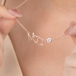Personalized Tiny Interlocking Letter Pendant Necklace with Birthstone Anniversary Birthday Gift for Women