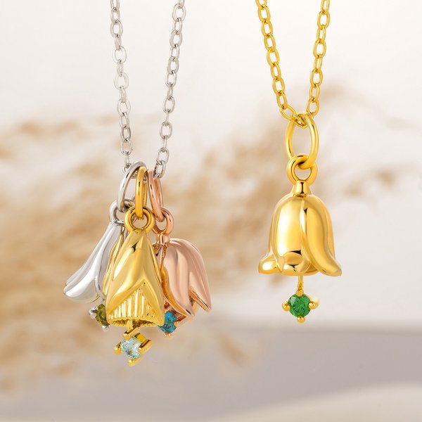 Personalized 1-6 Birth Flowers Necklace with Birthstone Charms Dainty Family Jewellery Birthday Anniversary Mother's Day Gift for Women