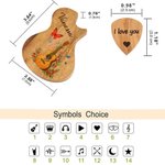 Personalised Guitar Birth Flower Butterfly Wooden Guitar Name Picks Storage Box with 3 Picks Birthday Gift for Music Lovers Guitarists