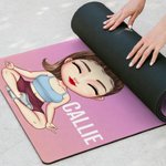 Personalisierte Cartoon Yoga Charakter Gradient-Farbe Anti-Rutsch-Yoga-Matte mit Text und Name Geburtstag Fitness Geschenk für Yoga-Liebhaber