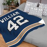 Personalized Sport Striped Soft Blanket with Name and Number Game Day Birthday Anniversary Gift for Sport Enthusiasts